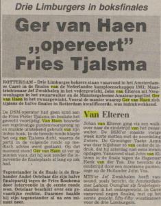 Ger van Haen Nederlandse Kampioenschappen 30-03-1981 tekst